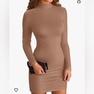 Mock neck long sleeve mini dress